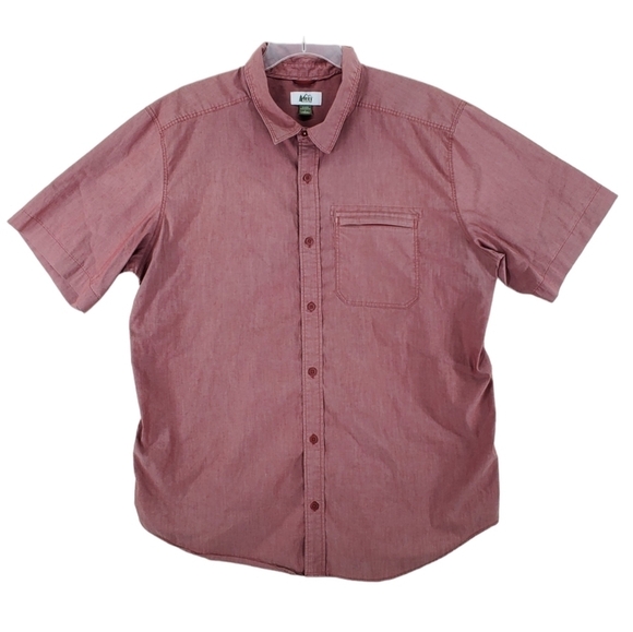 REI Other - REI Co-op Shirt Mens L Metallic Maroon Short Sleeves Button Down
